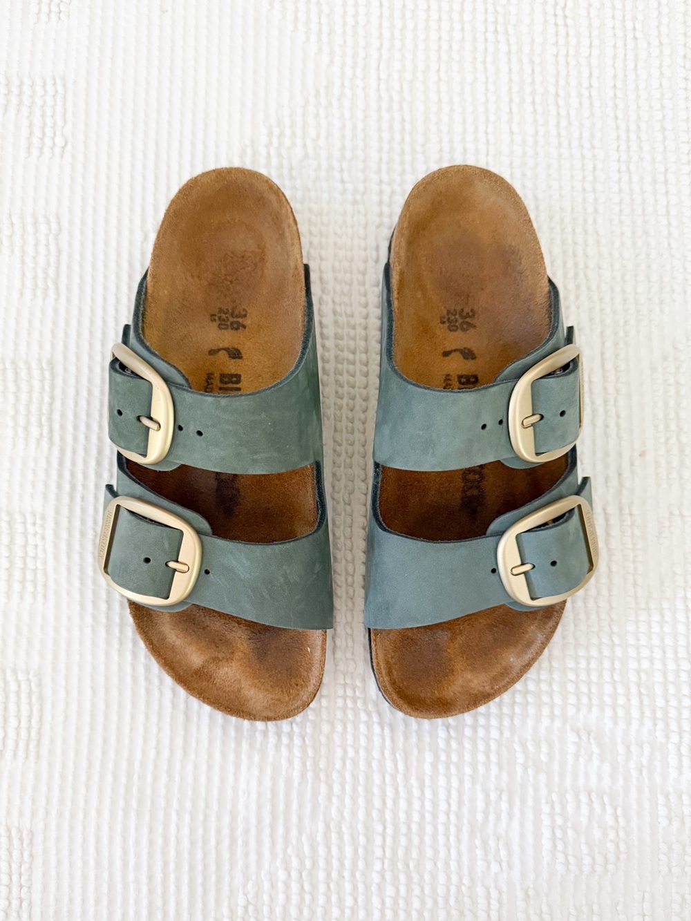 Birkenstock Arizona Big Buckle Thyme Green Leather Sandals Size 36 - Picture 2 of 7